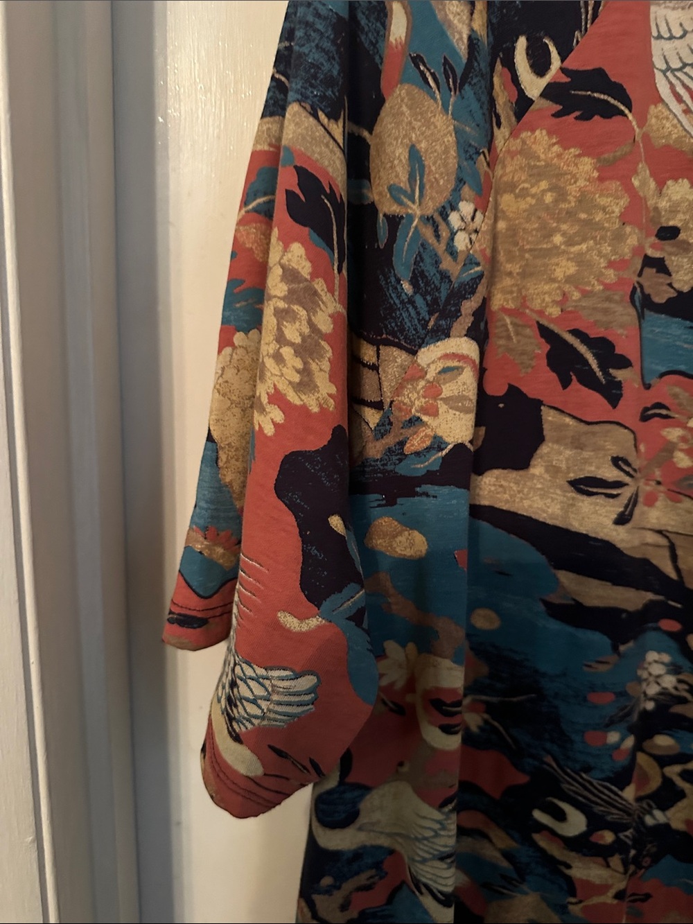 Peruvian Connection Rust, Teal & Gold Floral Crane Short-Sleeve Tee NWOT - Picture 3 of 8
